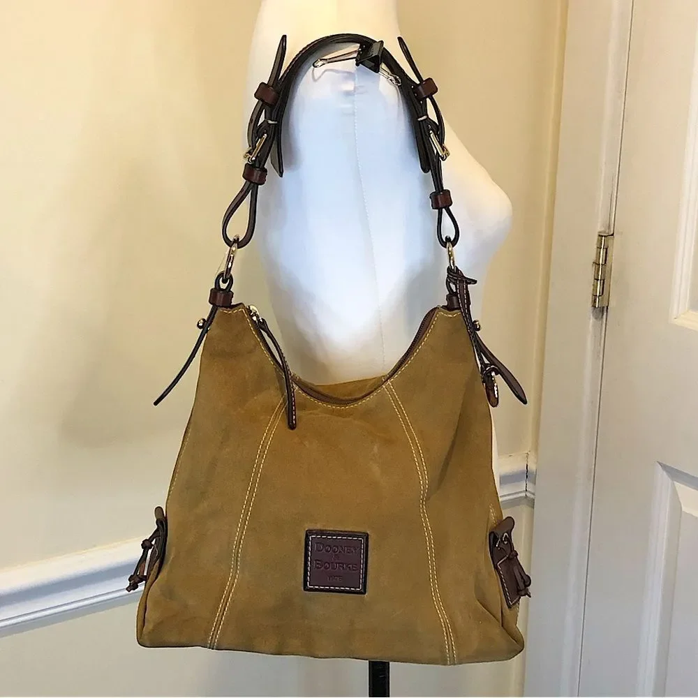 Vintage DOONEY & BOURKE Caramel Suede & Brown Leather Full Zipper Shoulder Bag